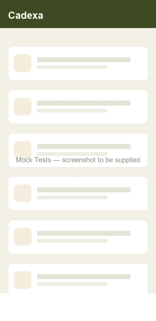 Mock tests listed by wing